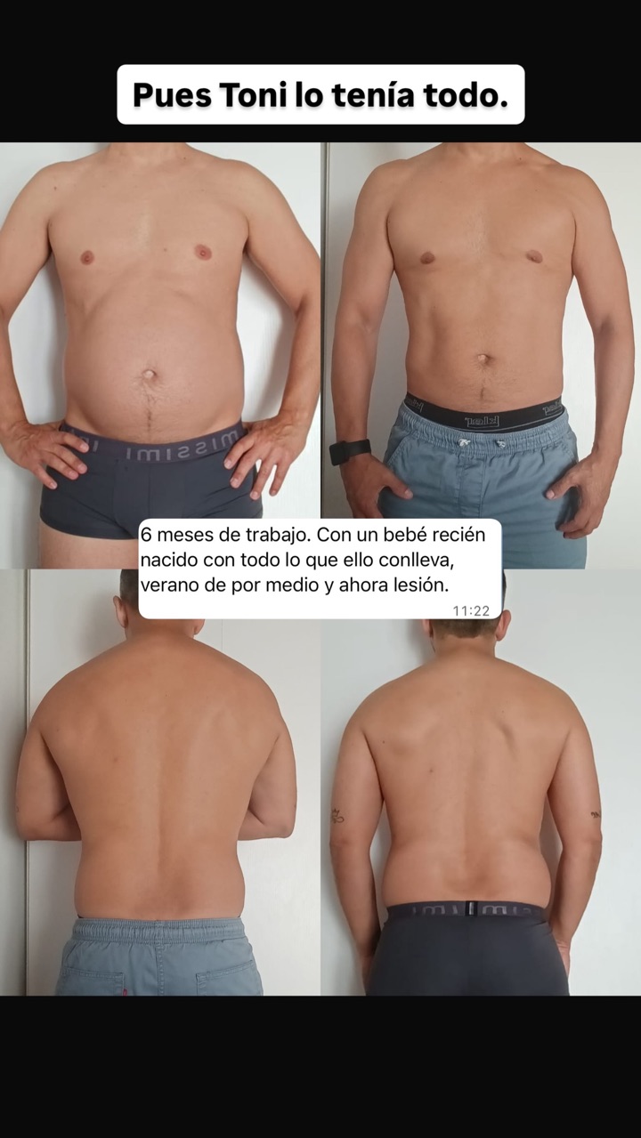 Toni, diapositiva 1 de 2: antes y después de frente y de espaldas de Toni